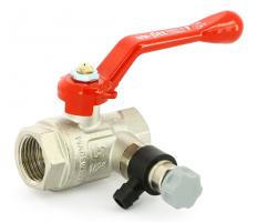 Кран шаровой Uni-Fitt ВВ 1/2" с дренажным вентилем (заглушка 1/4"), ручка